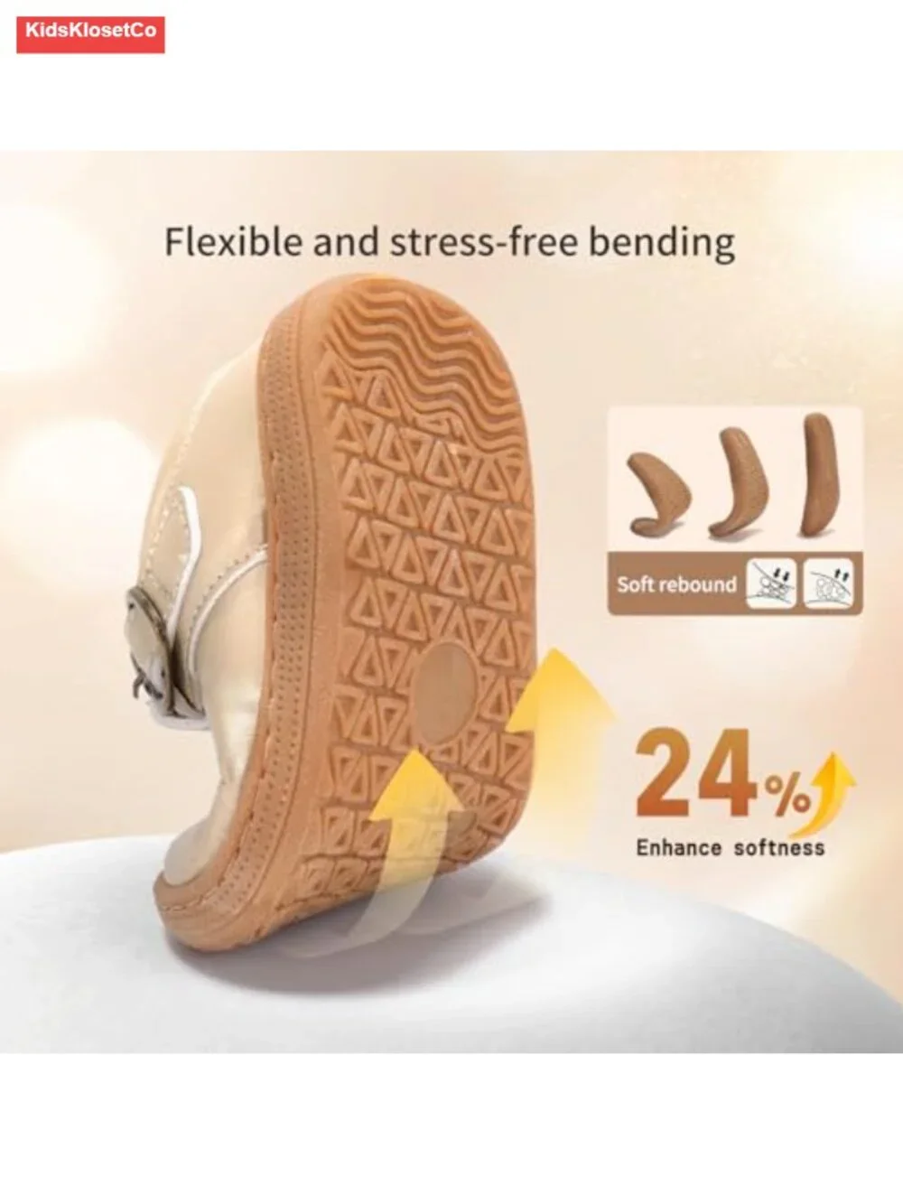 Wide Toe Box Mary Jane Flats with Hook and Loop Strap, Non Slip Sole